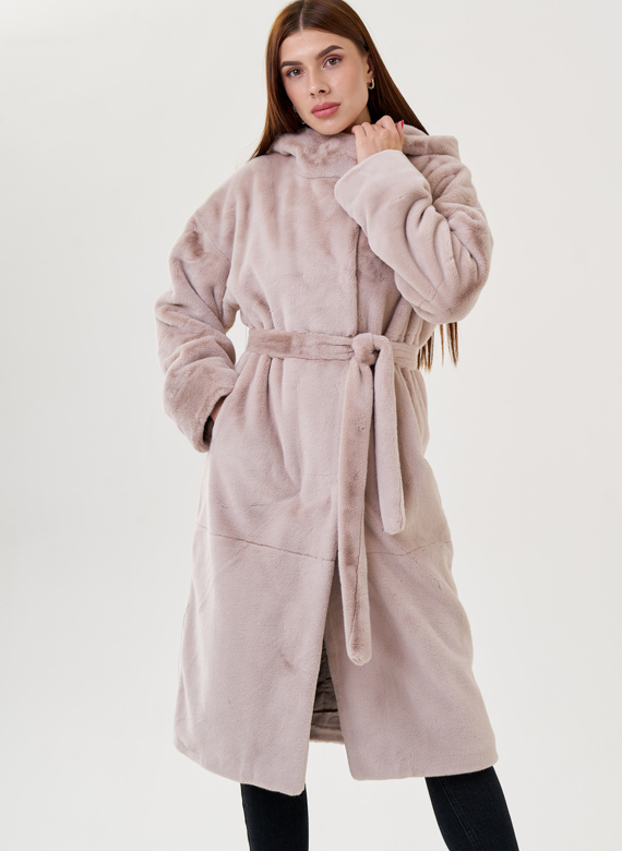 Длинное пальто из искусственного меха