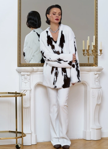Жакет из меха норки в расцветке "ягуар" фото