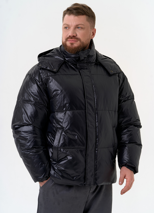 Мужской пуховик черного цвета с капюшоном модель № 31466 в кредит