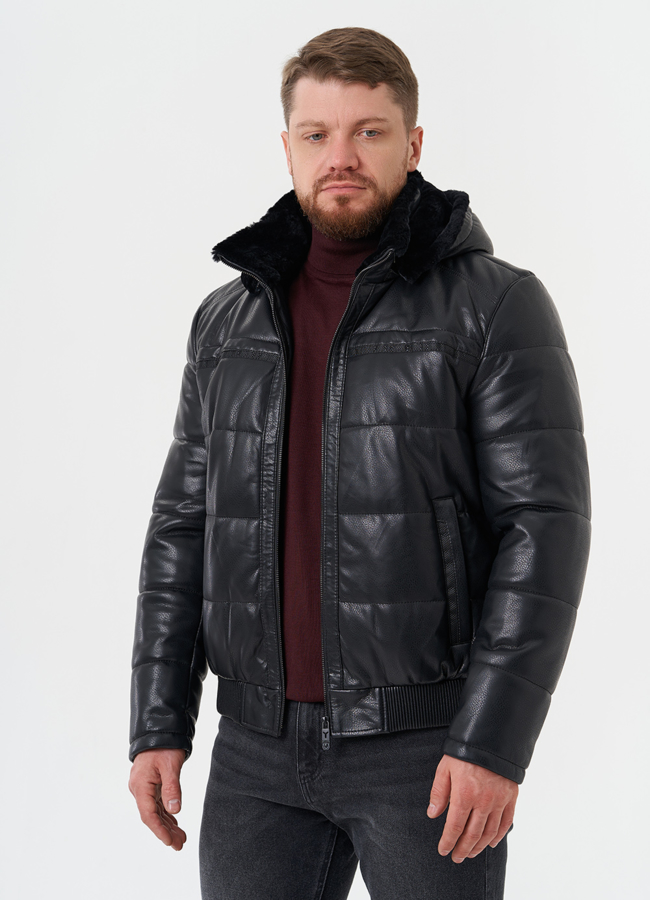 Утепленная куртка из эко кожи модель № 27740 универмаг малина