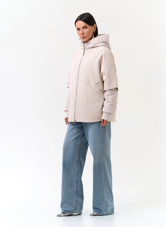 Женская куртка накидка с капюшоном
