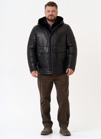 Куртка из натуральной кожи с капюшоном