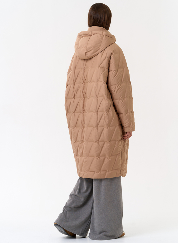 Женское свободное пальто с капюшоном