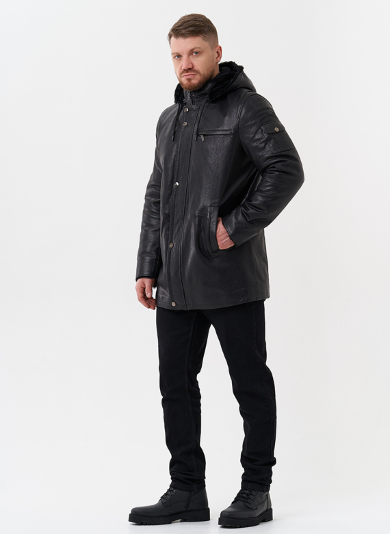 Мужская дубленка черного цвета 