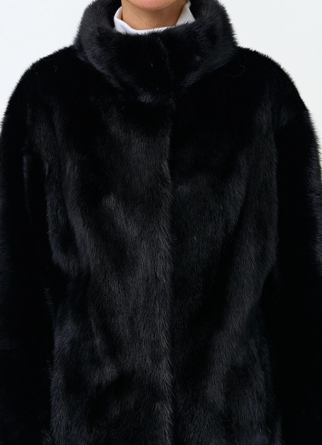 Шуба из меха норки с воротником стойкой модель № 34291 универмаг малина фото
