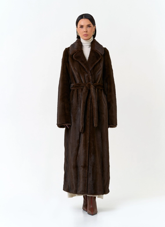 Длинная шуба из эко меха фото