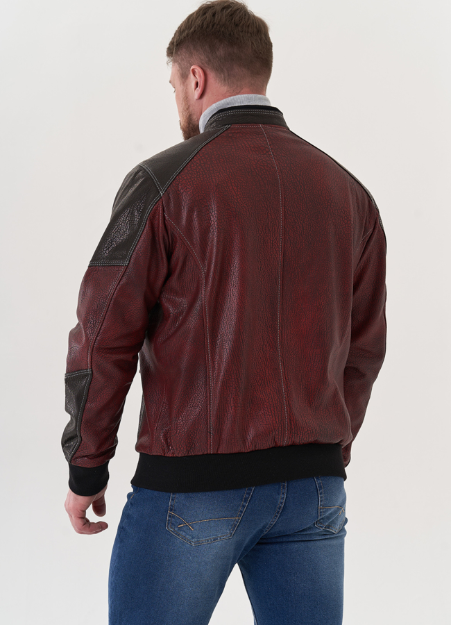 Мужская куртка мото из натуральной кожи модель № 26825 в рассрочку