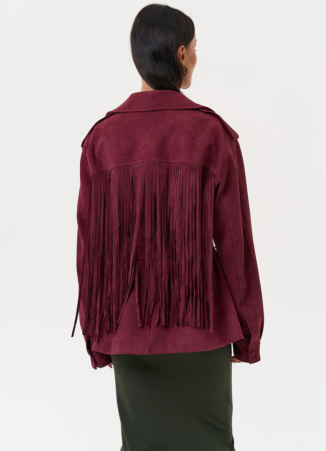 Жакет из натуральной замши с бахромой модель № 31190 в кредит