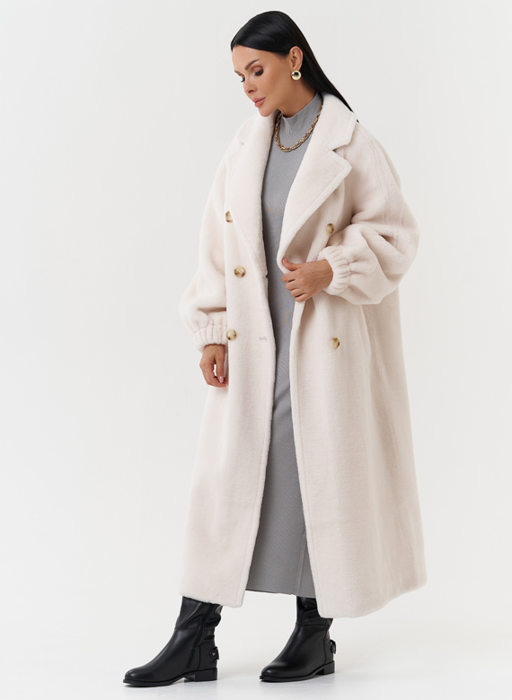 Двубортное пальто из шерсти
