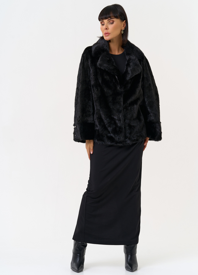 фото Куртка из меха норки с английским воротником модель № 31493