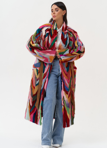 Норковая шуба в стиле пэчворк