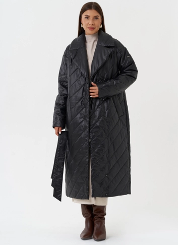 Стеганый пуховик с английским воротником