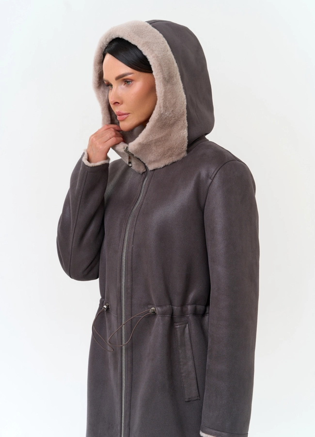 Женская дубленка из эко замши модель № 33912 в кредит