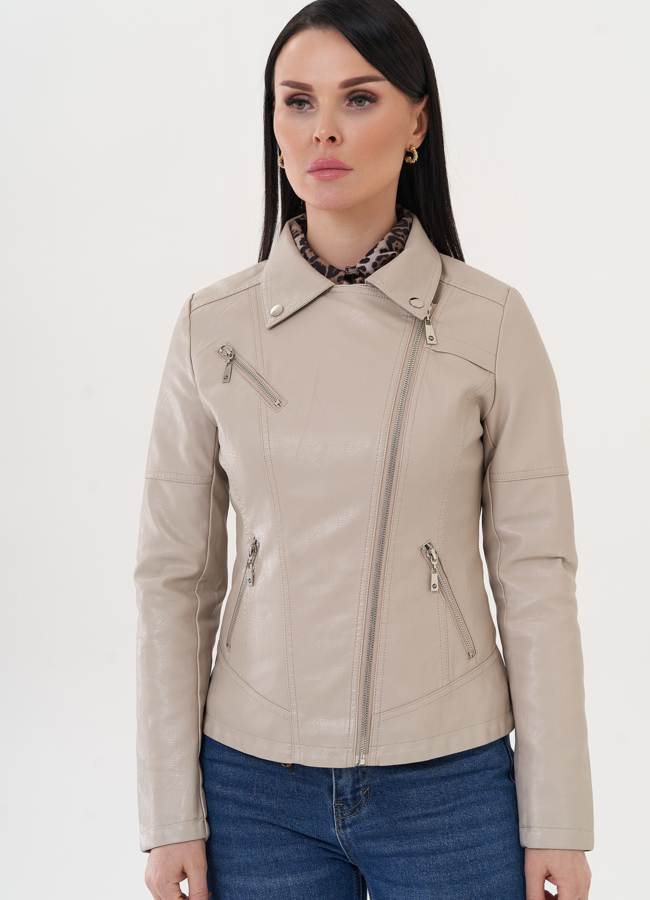 Куртка из эко кожи с отложным воротником модель № 26966 в рассрочку