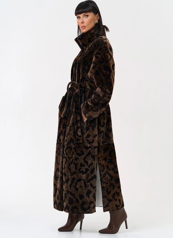 Женская натуральная дубленка с леопардовым принтом фото